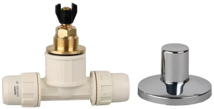 Кран ЗУБР &quot;ШиреФит&quot; запорный в сборе &quot;штуцер с гайкой - кран запорный - штуцер с гайкой&quot;, 16мм 51570-16 купить в Нягани