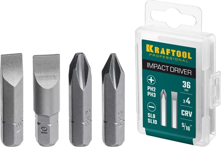 Биты для ударно-поворотных отверток KRAFTOOL 25551 купить в Нягани