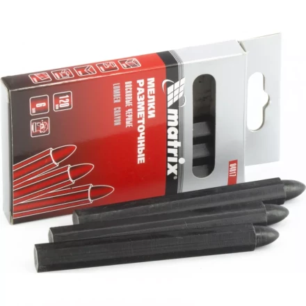 Мелки разметочные восковые черные 120мм коробка 6штук MATRIX 84817 купить в Нягани