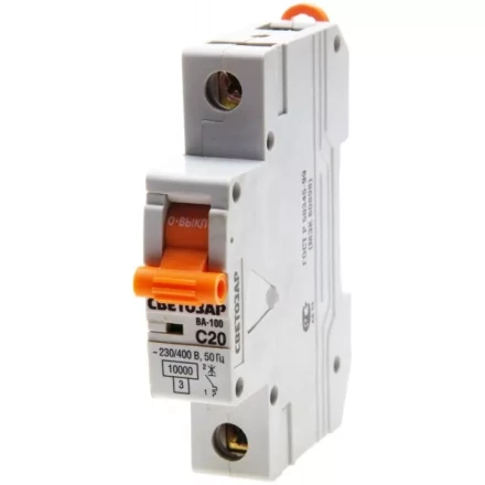 Выключатель автоматический СВЕТОЗАР 1-полюсный, 25 A, &quot;C&quot;, откл. сп. 10 кА, 230 / 400 В SV-49071-25-C купить в Нягани