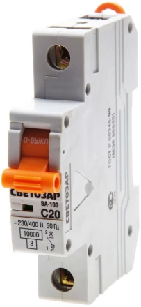 Выключатель автоматический СВЕТОЗАР 1-полюсный, 25 A, &quot;C&quot;, откл. сп. 10 кА, 230 / 400 В SV-49071-25-C купить в Нягани
