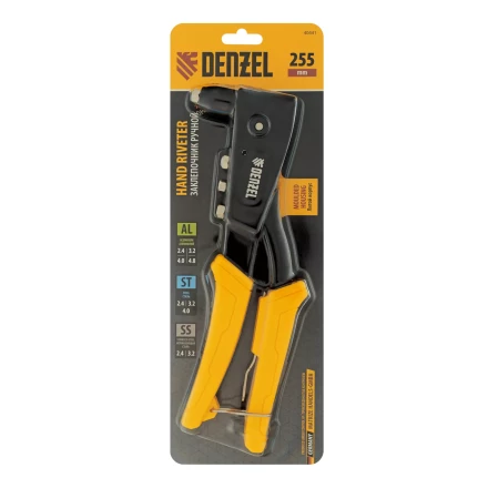 Заклепочник ручной, 255 мм Denzel, литой, усиленный, заклепки 2,4-3,2-4,0-4,8 мм 40441 купить в Нягани