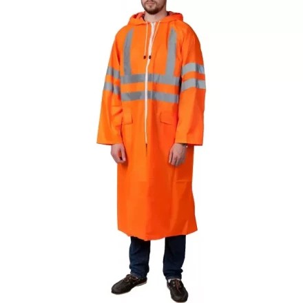 Плащ-дождевик ЗУБР 11617-56, сигнальный цвет, нейлоновый на молнии, размер 56-58 11617-56 купить в Нягани