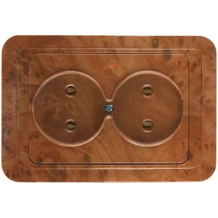 Розетка СВЕТОЗАР &quot;ГАММА&quot; без заземления, двойная, цвет орех, 16А/~250В SV-54102-N купить в Нягани