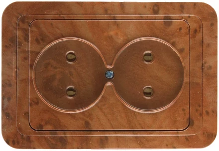 Розетка СВЕТОЗАР &quot;ГАММА&quot; без заземления, двойная, цвет орех, 16А/~250В SV-54102-N купить в Нягани