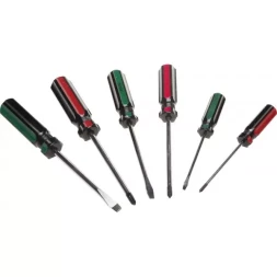 Набор DEXX: Отвертки, закал сталь, маслобензост рукоятка, SL: 3x75, 5x100, 6x100, PH: 0x75, 1x100, 2x100, 6 пред 25079-H6