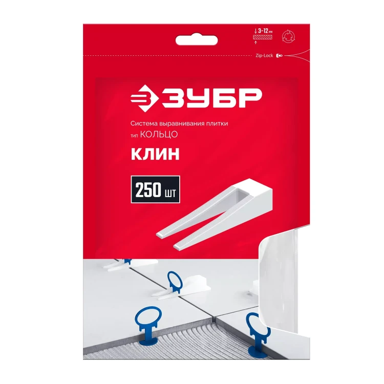 ЗУБР КОЛЬЦО, клин 250 шт, система выравнивания плитки (3387-250) купить в Нягани