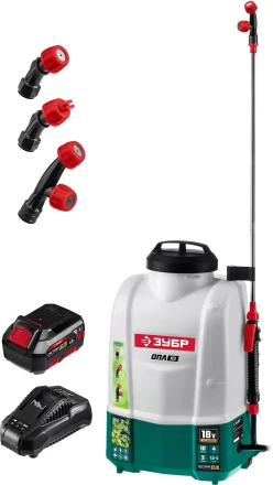ЗУБР 10 л, 1 АКБ 4 А·ч, аккумуляторный опрыскиватель (ОПЛ-10-41) купить в Нягани