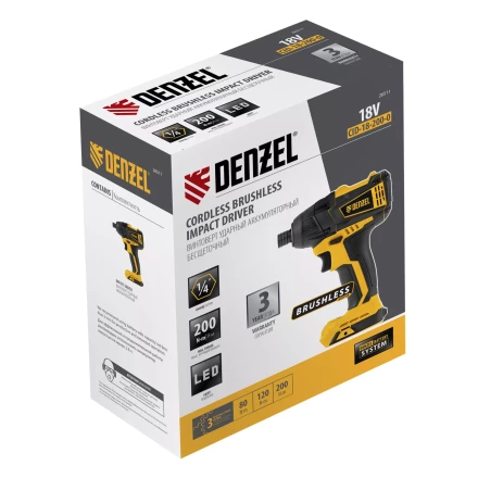 Винтоверт ударный аккумуляторный Denzel 26511 бесщеточный CID-IB-200-0, 18В Li-Ion купить в Нягани