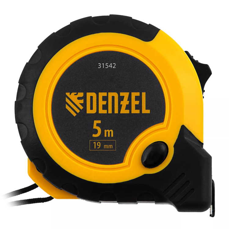 Рулетка Denzel 5м х 19мм, двухкомп. корпус, кнопка-пауза, 31542 купить в Нягани