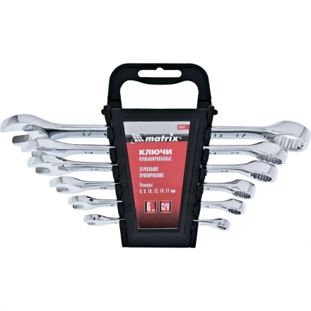 Набор ключей комбинированных 6 - 17 мм 6 шт CrV полированный хром MATRIX 15414 купить в Нягани