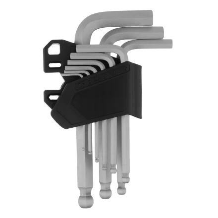 Набор ключей имбусовых, HEX, 1,5-10 мм, CrV, 9 шт., с шаром Сибртех 123627 купить в Нягани