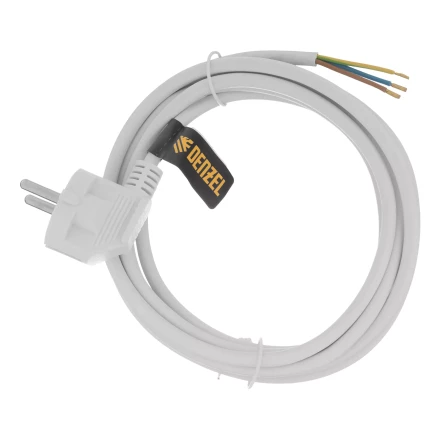 Шнур сетевой Denzel Energy Series, ПВС, 3 м, 3 x 1 мм, с неразборной вилкой, белый, 3 м, 37666 купить в Нягани