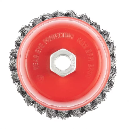 Щетка для УШМ, 100 мм, М14, &quot;чашка&quot;, крученая металлическая проволока  MATRIX 74628 купить в Нягани