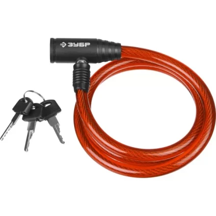 Замок ЗУБР &quot;МАСТЕР&quot;, тросовый, 3 ключа в комплекте, длина троса 650мм, d 10мм 37263-65 купить в Нягани
