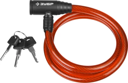 Замок ЗУБР &quot;МАСТЕР&quot;, тросовый, 3 ключа в комплекте, длина троса 650мм, d 10мм 37263-65 купить в Нягани