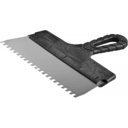 Шпатель ЗУБР "МАСТЕР" ФАСАДНЫЙ, нержавеющее полотно, 250мм, зуб 6х6мм 10078-25-06