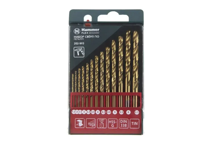 Набор сверл HAMMER No3 13шт. 1,5-6,5мм купить в Нягани
