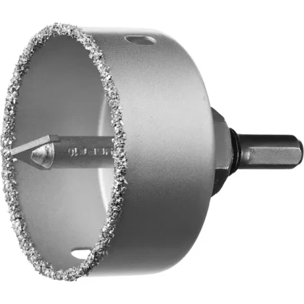 Коронка-чашка ЗУБР &quot;ПРОФЕССИОНАЛ&quot; c карбид-вольфрамовым нанесением, 64 мм, высота 25 мм, в сборе с державкой и сверлом 33360-064_z01 купить в Нягани