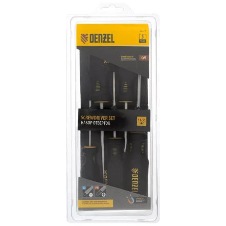 Набор отверток, 5 пр., CrV, трехкомпонентная рукоятка Denzel 12215 купить в Нягани
