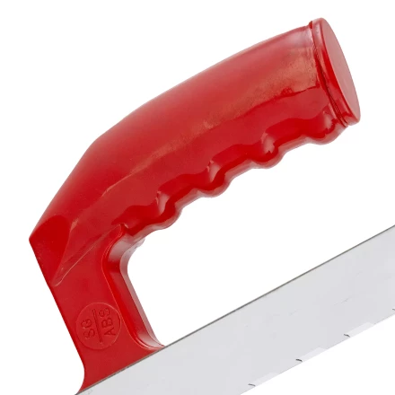 Гладилка из нержавеющей стали, 280 х 130 мм, зеркальная полировка, пластмассовая ручка, зуб 10 х 10 мм Matrix 86783 купить в Нягани