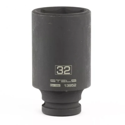 Головка ударная удлиненная шестигранная 32мм 1/2" CrMo  Stels 13952
