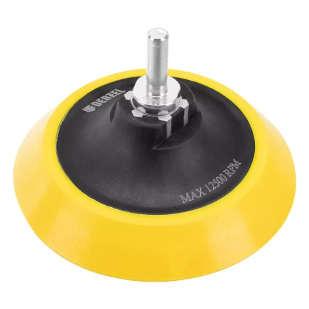 Тарелка опорная для дрели и УШМ с липучкой, 115 мм, мягкая, с адаптером c М14 на d8 Denzel 76247 купить в Нягани
