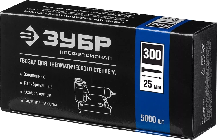 Гвозди тип 300, 25 мм, особотвердые, ЗУБР "ПРОФЕССИОНАЛ" 31830-25, 5000 шт 31830-25 купить в Нягани