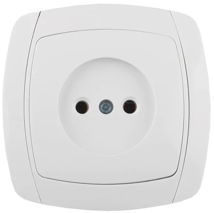 Розетка СВЕТОЗАР &quot;CITY LIGHT&quot; одинарная в сборе, без заземления, цвет белый, 16А/~250В SV-54200-W купить в Нягани