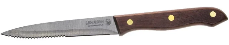 Нож LEGIONER "GERMANICA" для стейка, с деревянной ручкой, лезвие нерж 110мм 47834_z01 купить в Нягани