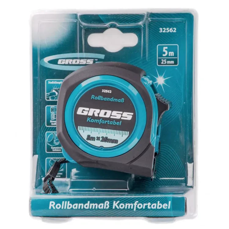 Рулетка Komfortabel 5 м х 25 мм обрезиненный корпус Gross 32562 купить в Нягани