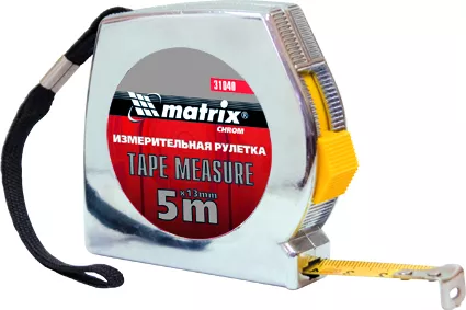 Рулетка Chrom 5 м x 13 мм хромированный корпус  MATRIX 31040 купить в Нягани