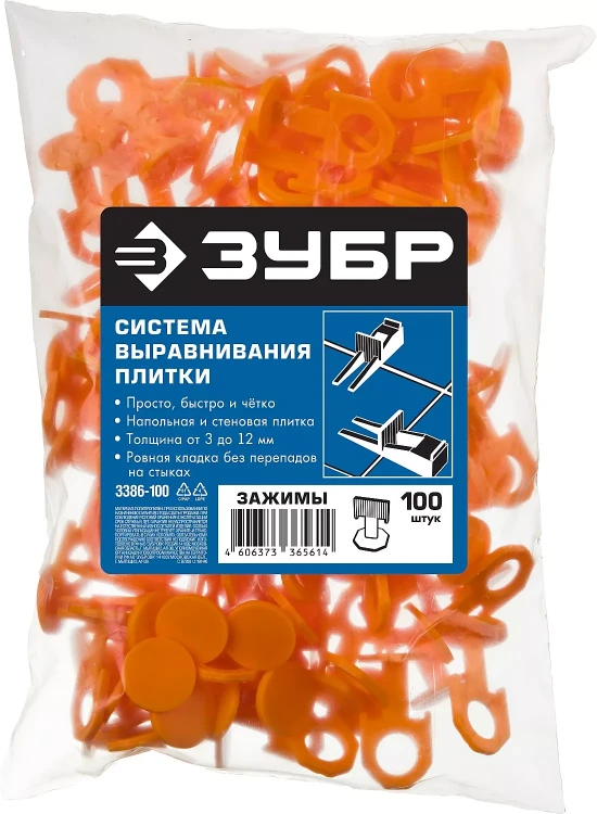 ЗУБР СВП, 1,7 мм, зажим, 100 шт, система выравнивания плитки (3386-100) купить в Нягани