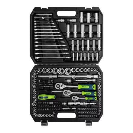 Набор инструментов Сибртех 14170, 1/2&quot;, 3/8&quot;, 1/4&quot;, пластиковый кейс 215 предм. купить в Нягани