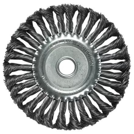 Щетка для УШМ 100 мм, посадка 22,2 мм, плоская, крученая металлическая проволока  MATRIX 74630 купить в Нягани