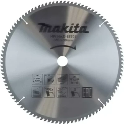 Диск пильный универсальный для алюминия/дерева/пластика Makita D-65707, 355x30x3/2.2 мм; 100 зубьев