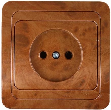 Розетка СВЕТОЗАР &quot;ГАММА&quot; без заземления, одинарная, цвет орех, 16А/~250В SV-54100-N купить в Нягани