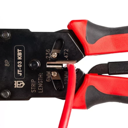 Кримпер многофункциональный КВТ JT-03 с 3 встроенными модулями для обжима RJ-45, RJ-12, RJ-11 (79759) купить в Нягани