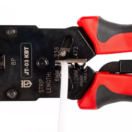Кримпер многофункциональный КВТ JT-03 с 3 встроенными модулями для обжима RJ-45, RJ-12, RJ-11 (79759) купить в Нягани