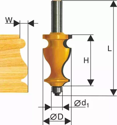 Фреза кромочная фигурная Ф27Х413 мм хвостовик 12 мм 46410 купить в Нягани