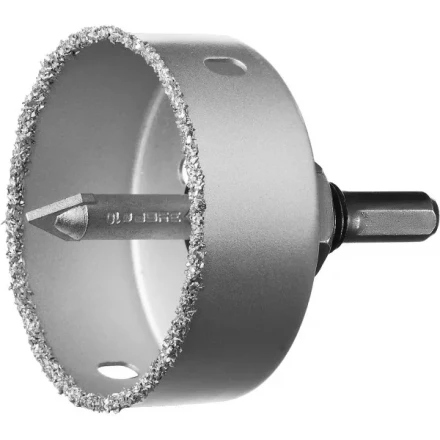 Коронка-чашка ЗУБР &quot;ПРОФЕССИОНАЛ&quot; c карбид-вольфрамовым нанесением, 76 мм, высота 25 мм, в сборе с державкой и сверлом 33360-076_z01 купить в Нягани