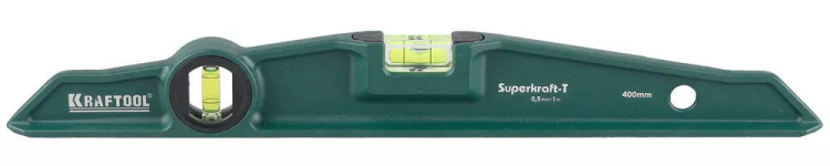 Уровень KRAFTOOL "SUPERKRAFT-T" литой, 2 ампулы, 0,5 мм/м, 400 мм 34717-040 купить в Нягани