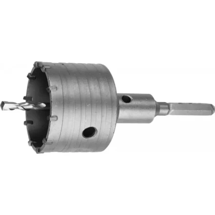 Коронка ЗУБР буровая, коническая посадка центрирующего сверла, шестигранный хвостовик, в сборе, 80мм 2917-80_z01 купить в Нягани