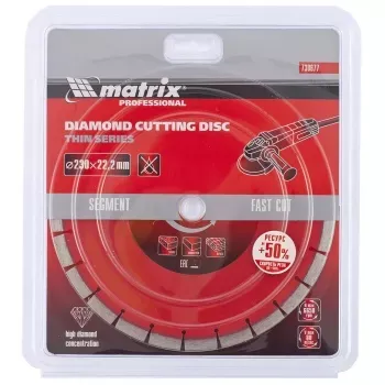Диск алмазный отрезной сегментный ф230х22,2мм тонкий сухое резание MATRIX Professional 730677 купить в Нягани