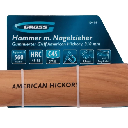 Молоток-гвоздодер,560 г Gross 10419, угол 75, магнит, обрезиненная рукоятка AMERICAN HICKORY купить в Нягани