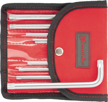 Набор ключей шестигранных имбусовых TORX-TORX Tamper. 9 шт T10-T50  CrV короткие сатиновые чехол MATRIX 12312 купить в Нягани