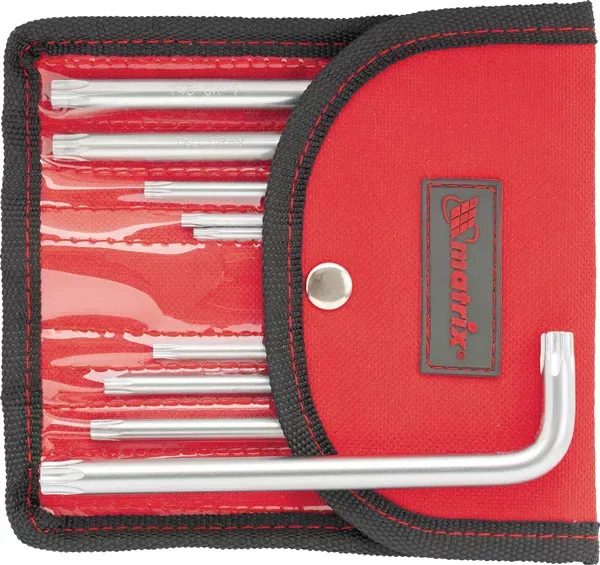 Набор ключей шестигранных имбусовых TORX-TORX Tamper. 9 шт T10-T50  CrV короткие сатиновые чехол MATRIX 12312 купить в Нягани