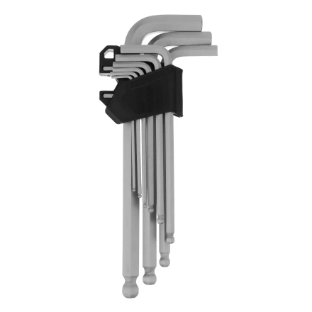 Набор ключей имбусовых Сибртех, HEX, 2-12 мм, CrV, 9 шт., удлиненные, с шаром, 123657 купить в Нягани