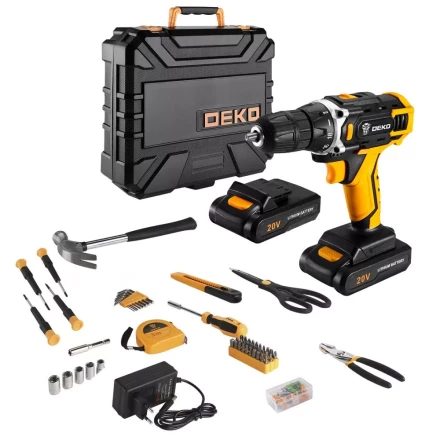 Дрель аккумуляторная DEKO DKCD20FU-Li, 063-4178 + набор 104 аксессуара купить в Нягани