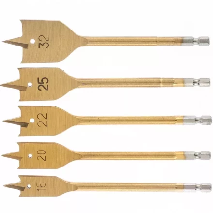 Набор сверл перовых по дереву 16-20-22-25-32 мм 5 штук пластик. кейс MATRIX 70443 купить в Нягани